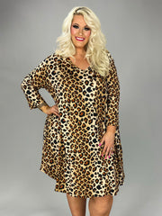 SALE!! 11 PQ {Unexpected Change} Brown Leopard Print V-Neck Dress EXTENDED PLUS SIZE 3X 4X 5X