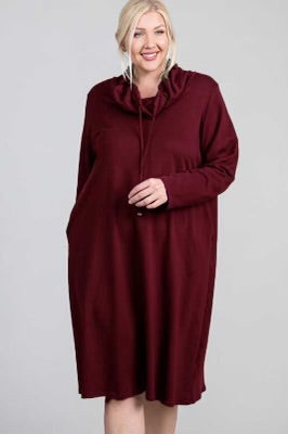 57 SLS {Call A Truce} Burgundy Cowl Neck Dress PLUS SIZE 1X 2X 3X