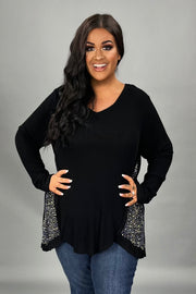 26 SD {Precious Intrigue} VOCAL Black Waffle Knit Stud Top PLUS SIZE XL 2X 3X