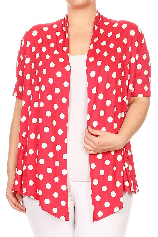 23  OT {Calling All Dots} Red/White Polka Dot Cardigan  PLUS SIZE XL 2X 3X