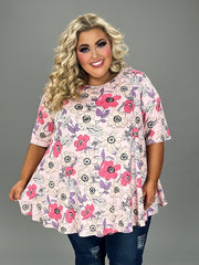 SALE!! 34 PSS {Totally Darling} Pink Floral Tunic EXTENDED PLUS SIZE 4X 5X 6X