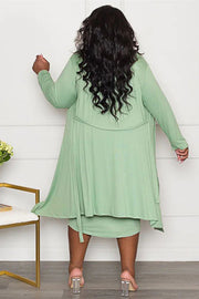 24 SET {Front Page Fashion} Green Tank Dress & Cardigan EXTENDED PLUS SIZE 4X