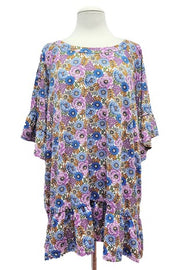 74 PSS {Being Your Best} Blue/Purple Floral Top w/Ruffle Hem EXTENDED PLUS SIZE 4X 5X 6X