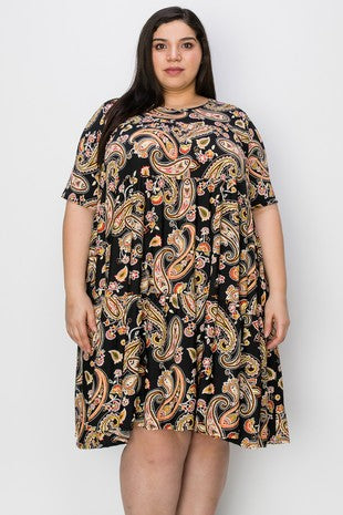 31 PSS {Celebrate The Paisley} Black Paisley Print Tiered Dress EXTENDED PLUS SIZE 4X 5X