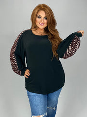 74 CP {Still Your Best} Black/Brown Sequin Top PLUS SIZE 1X 2X 3X