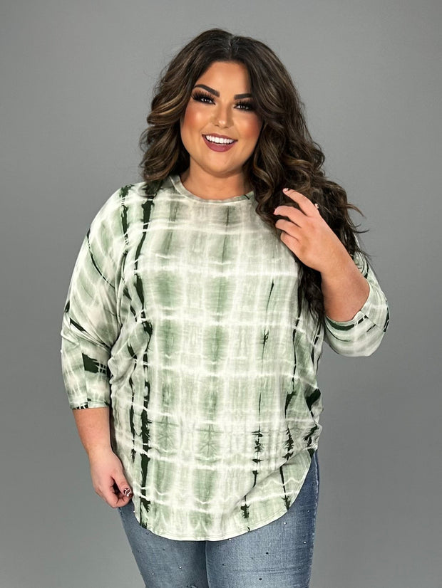 SALE!! 83 PQ-S  {Better Believe It} Olive Tie Dye Tunic PLUS SIZE XL 2X 3X