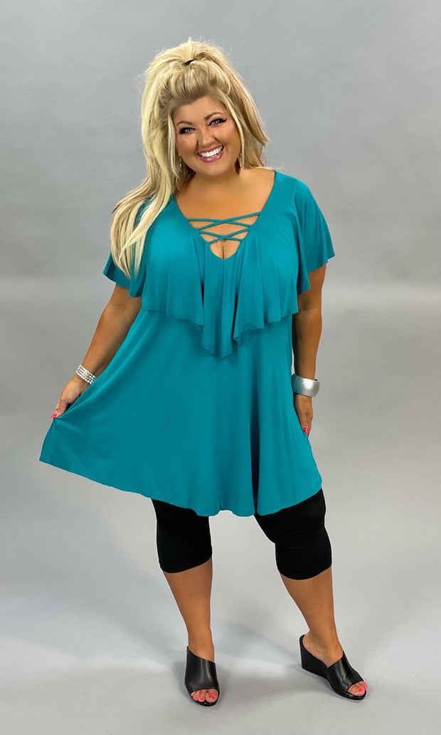 25 SSS {Hold Back Time} Jade Double Cross Neck Top CURVY BRAND PLUS SIZE 1X 2X 3X