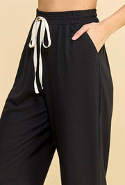 BT-S {Out Of Excuses} Black Split Tied Jogger Pants PLUS SIZE 1X 2X 3X