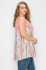 SALE!! 49 SV {Tinted View} Pink Tank Top w/Bamboo Print EXTENDED PLUS SIZE 4X 5X 6X