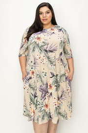 SALE!! 26 PSS {Lost In The Garden} Taupe Floral Print Dress EXTENDED PLUS SIZE 4X 5X 6X