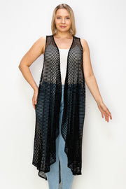 LD-R {Hot Mesh} Black Mesh Long Vest PLUS SIZE 3X