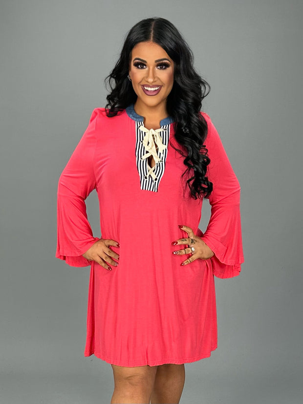 SALE!! SD-D "UMGEE" Coral Dress with Corset Detail