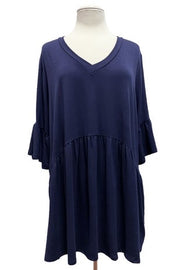 SALE!! 87 SSS {My Gift To You} Navy V-Neck Babydoll Top EXTENDED PLUS SIZE 3X 4X 5X