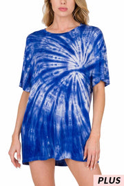 79 PSS-N {Adventures Waiting} Bright Blue Tie Dye Top PLUS SIZE 1X 2X 3X