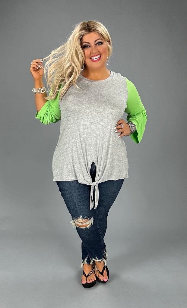 34 CP {Things I Love} Heather Grey Green Sleeve Top EXTENDED PLUS SIZE 4X 5X 6X