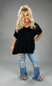 SALE!! 45 SSS-A {Signature Move} Black V-Neck Tunic PLUS SIZE 1X 2X 3X