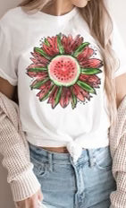 SALE!! 18 GT-M {Watermelon Sunflower} White Graphic Tee PLUS SIZE 2X 3X