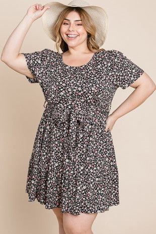 51 PSS {A Fine Day} Black Ditzy Floral Dress PLUS SIZE 1X 2X 3X