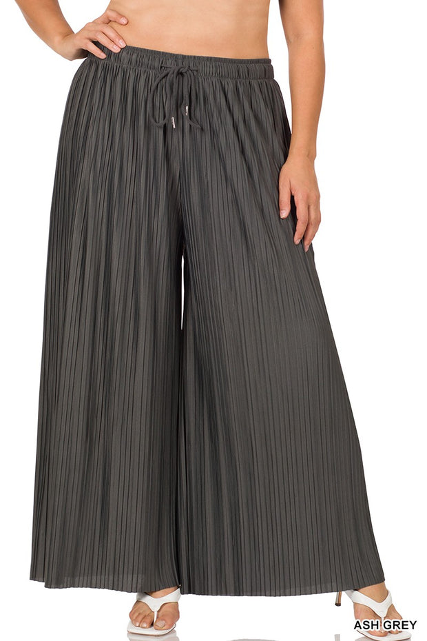 LEG-53 {Fashionable Presence} Ash Grey Pleated Pants PLUS SIZE 1X 2X 3X