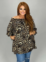 SALE!! 76 OS {Check Yourself} Leopard Print Off Shoulder Top PLUS SIZE XL 2X 3X