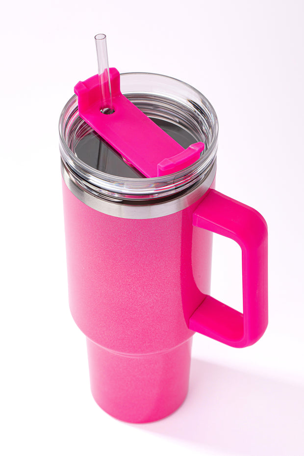 ACCESSORIES {Curvy Glitter} Fuchsia Glitter Tumbler