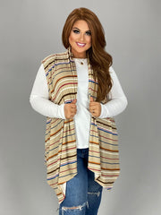 SALE!! 95 OT-R {Day Trips} Beige Striped Vest  PLUS SIZE 1X 2X 3X