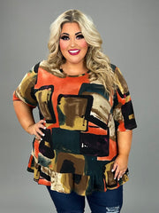 SALE!! 20 PSS {Good Time Feels} Multi-Color Print Ruffle Hem Top EXTENDED PLUS SIZE 4X 5X 6X