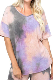 59 PSS {A Little Fun} Mauve/Charcoal Tie Dye Top PLUS SIZE 1X 2X 3X