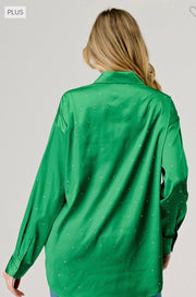 SALE!! 24 SD {Too Good To Pass Up} Green Blouse w/Rhinestones  PLUS SIZE 1X 2X 3X