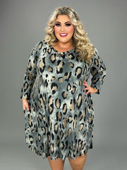 SALE!! 76 PQ-Z [Wild Dreaming} Grey Leopard Print Dress EXTENDED PLUS SIZE 3X 4X 5X