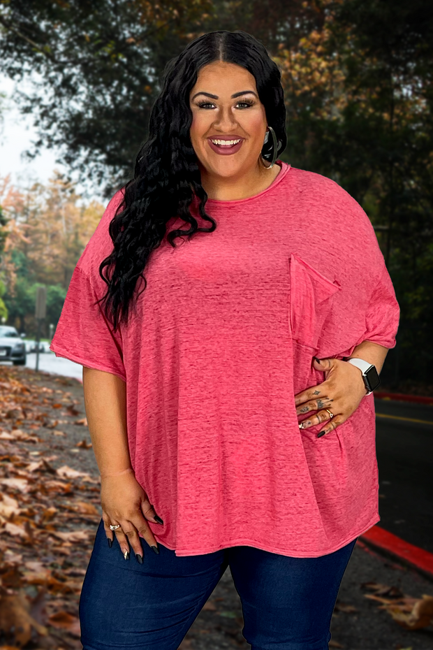 SALE!! 32 SSS-E {Honest Details} Ruby Pocket Short Sleeve Top PLUS SIZE XL 2X 3X