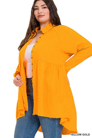 SALE! 20 SLS {Fun And Done} Yellow Gold Peplum Top PLUS SIZE 1X 2X 3X