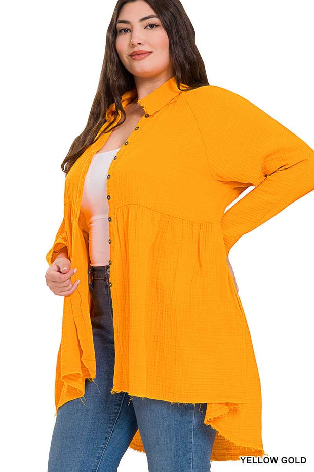 20 SLS {Fun And Done} Yellow Gold Peplum Top   PLUS SIZE 1X 2X 3X