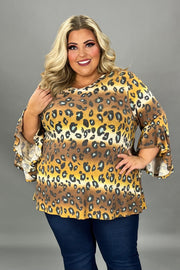 51 PQ {Hang Onto Love} Brown/Mint Leopard Print Top EXTENDED PLUS SIZE 4X 5X 6X