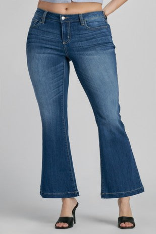 BT {Ms. Cello} Dark Denim Mid-Rise Flared Jeans