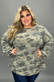 16 PLS {It's About Time} Olive Camo Print Top PLUS SIZE 3X 4X 5X