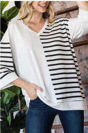 82 CP-E {Daring Effect} White/Black Striped Tunic PLUS SIZE 1X 2X 3X