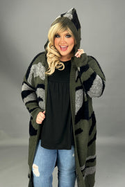 36 OT-G {Camo Meets City} Camo Long Sweater W/Hood PLUS SIZE 1X 2X 3X