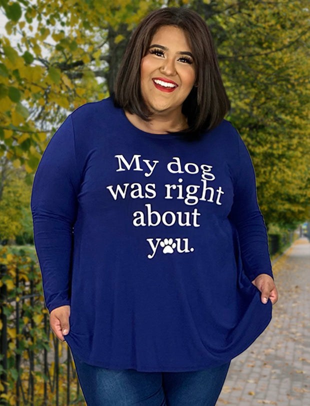 SALE!! 27 GT-B {Dog's Right} Blue "My Dog Was Right" Top  CURVY BRAND EXTENDED PLUS SIZE 3X 4X 5X 6X  {May Size Down 1 Size}