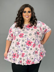 SALE!! 34 PSS {Totally Darling} Pink Floral Tunic EXTENDED PLUS SIZE 4X 5X 6X