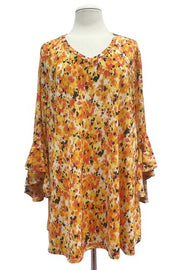 55 PQ {Unique & Interesting} Orange & Yellow V-Neck Tunic EXTENDED PLUS SIZE 4X 5X  6X