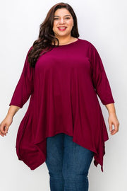 25 SQ {Change Your Mind} Wine Asymmetrical Top EXTENDED PLUS SIZE 3X 4X 5X