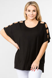 SALE!! 19 OS {Always The One} Black Ladder Sleeve Top PLUS SIZE 1X 2X 3X