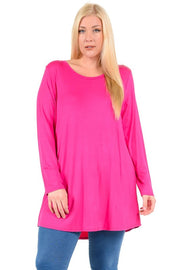 89 SLS {Free Your Minds} Magenta Long Sleeve Tunic PLUS SIZE 1X 2X 3X