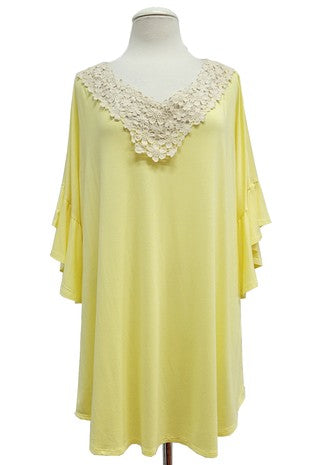 SALE!! 28 SD {Lush And Luxe} Light Yellow Top w/Crochet V-Neck EXTENDED PLUS SIZE 4X 5X 6X