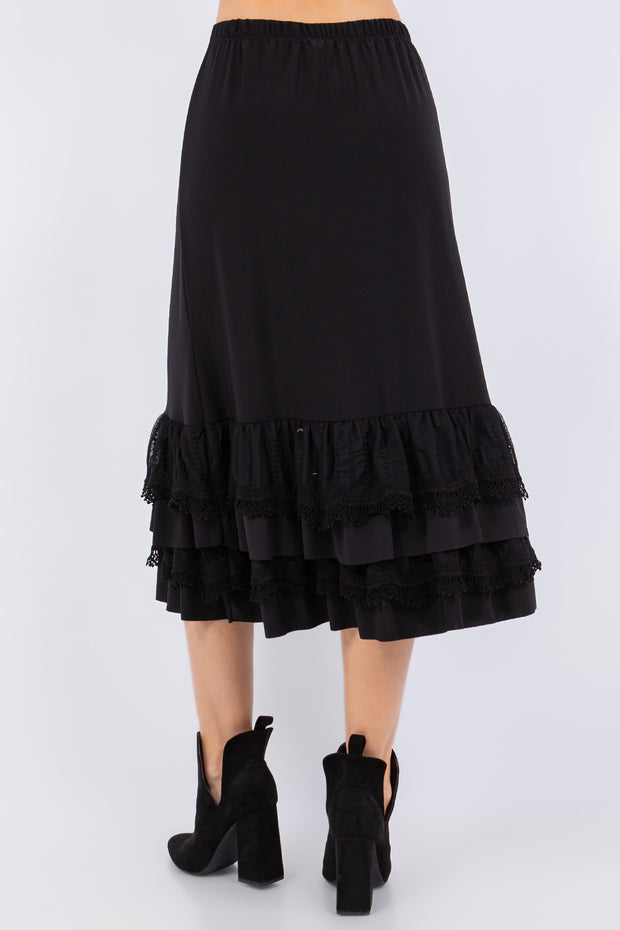 SALE!! BT-I {Dare To Dream} Black Lace Ruffle Hem Skirt PLUS SIZE XL 1X 2X 3X