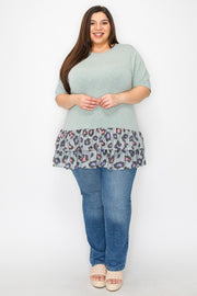 SALE!! 63 CP {Hear Me Roar} Sage Tunic w/Leopard Ruffle EXTENDED PLUS SIZE 4X 5X 6X