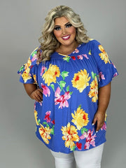 SALE!! 19 PSS {My Time To Bloom} Royal Blue Lg Floral Print Tunic EXTENDED PLUS SIZE 4X 5X 6X