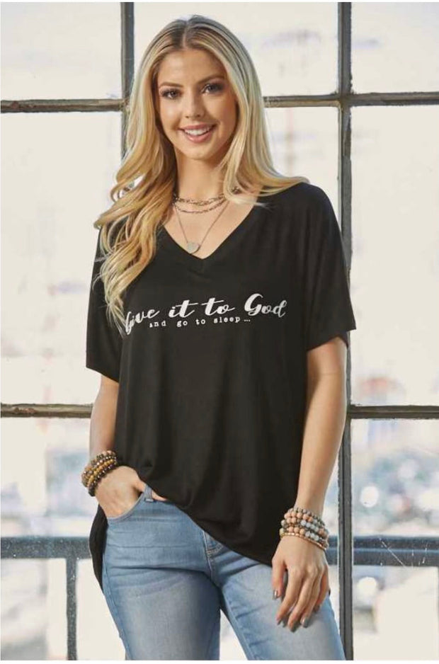 SALE!! 18 GT-A {Give It To God} Black V-Neck Graphic Tee PLUS SIZE 1X 2X 3X