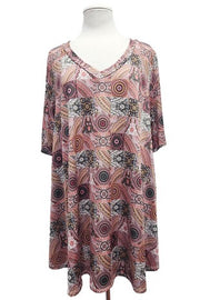 32 PSS {Changes in Seasons} Mauve Aztec Printed Top EXTENDED PLUS SIZE 3X 4X 5X